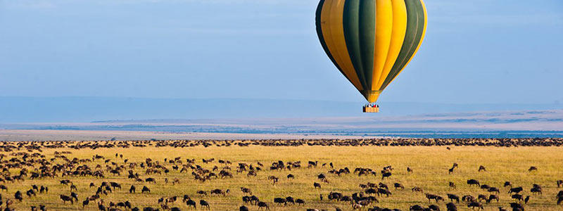Kenya hot air balloon safari over Masai Mara.
